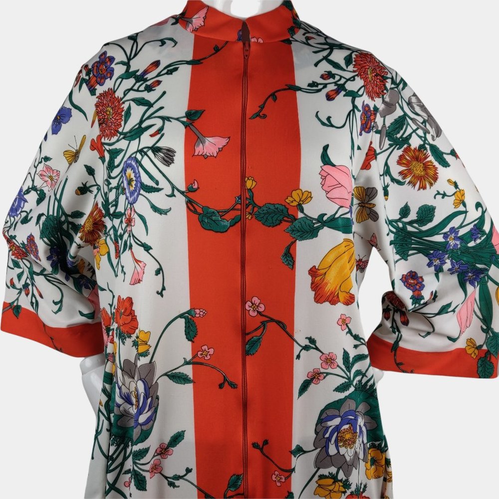 Vintage 1960s 70s Evelyn Pearson Floral Asian Dressing Gown Robe Butterflies GLA